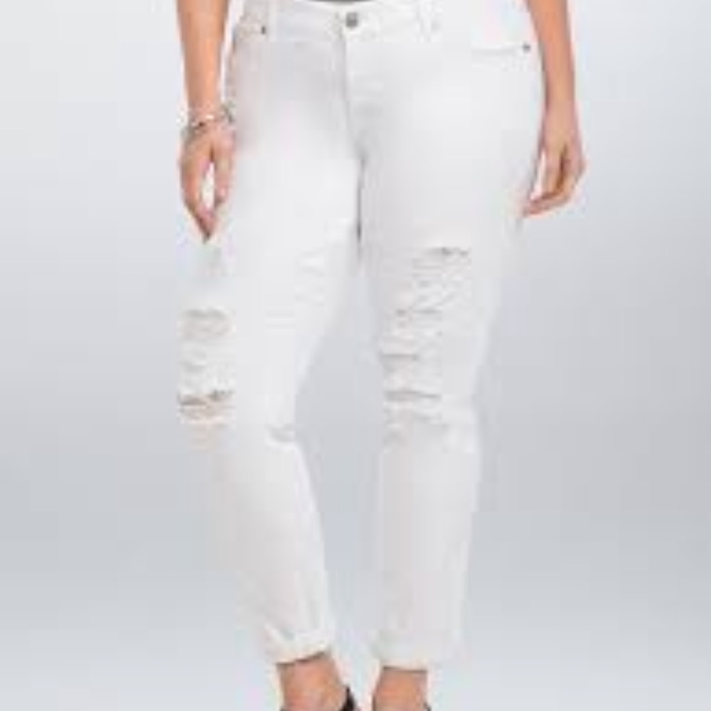 Torrid distressed white boyfriend jean
